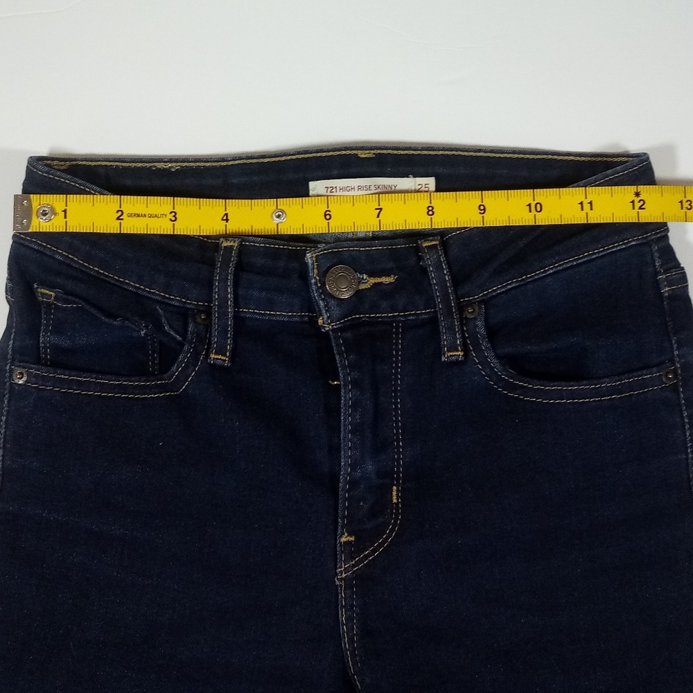 Levi’s 721 High Rise Dark Wash Skinny Jeans Size 25 - Picture 9 of 10